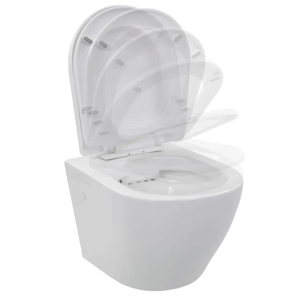 WC Sospeso con Design Senza Bordi in Ceramica Bianca