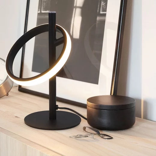 ZMH Lampada da tavolo LED nera moderna anello orientabile