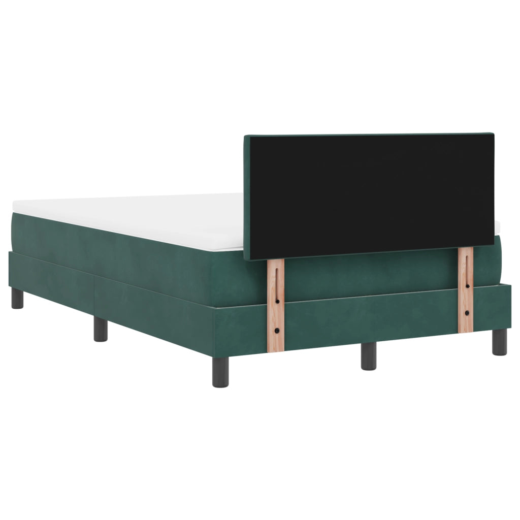 Letto Box Spring con Materasso & LED Verde Scuro 120x200 cm Velluto