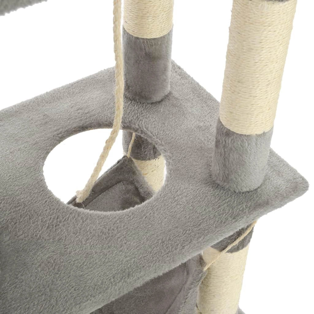 Tiragraffi albero per gatti cuccia per gatti giocattolo peluche sisal 140 cm grigio 3702125