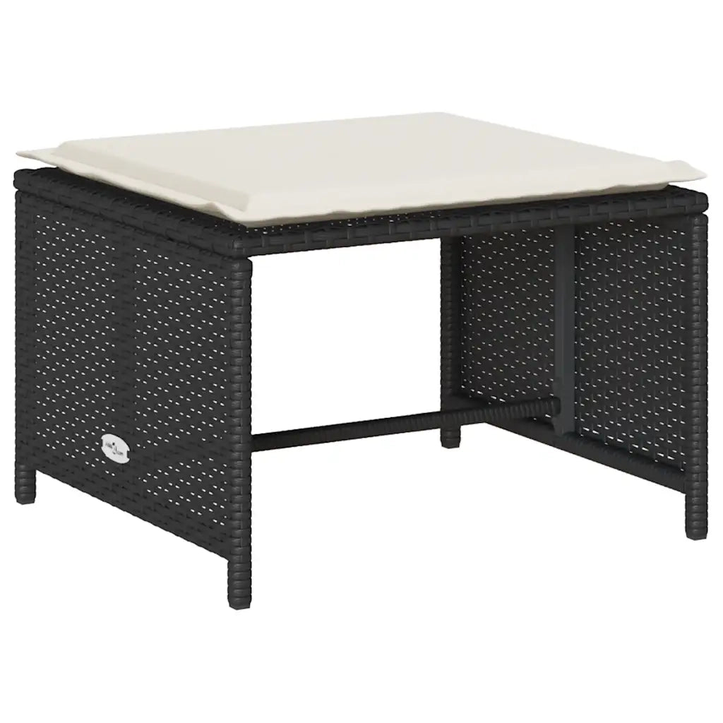 Set Divani da Giardino 5 pz con Cuscini in Polyrattan Nero 4104163