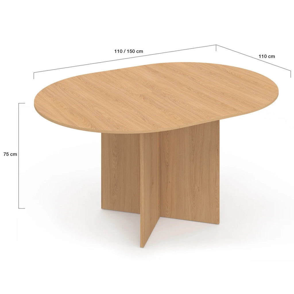 IDMarket - Tavolo da pranzo ovale allungabile MARTHE 4-8 persone effetto faggio 110-150 cm