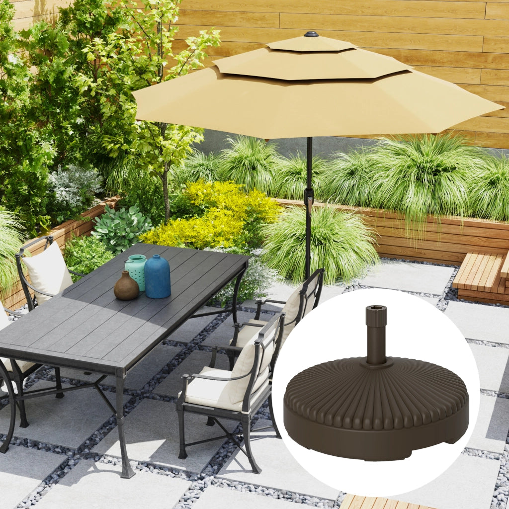 Base per Ombrellone da Giardino Riempiabile ¨C Zephmum ¨C 28 kg Sabbia 23 L Acqua ?55x30 cm Marrone