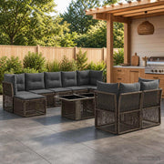 Set Divano da Giardino 10 pz Grigio polyrattan 3436535