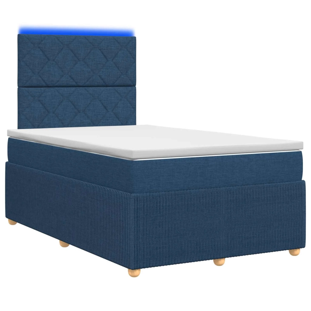 Letto Box Spring LED con Materasso Blu 120 x 200 cm Tessuto 3455845