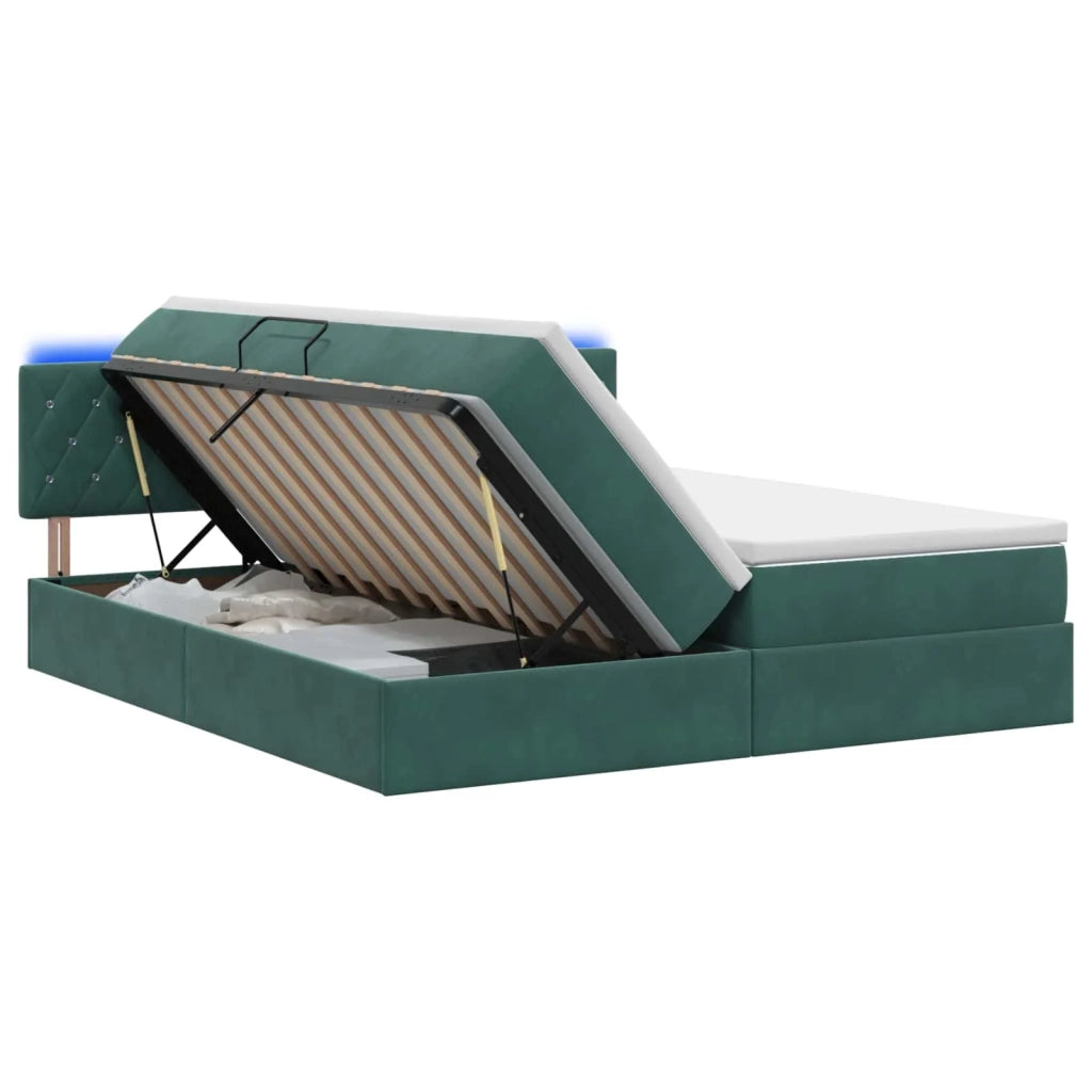 Letto con contenitore LED e materasso Verde Scuro 200 x 200 cm 3459381