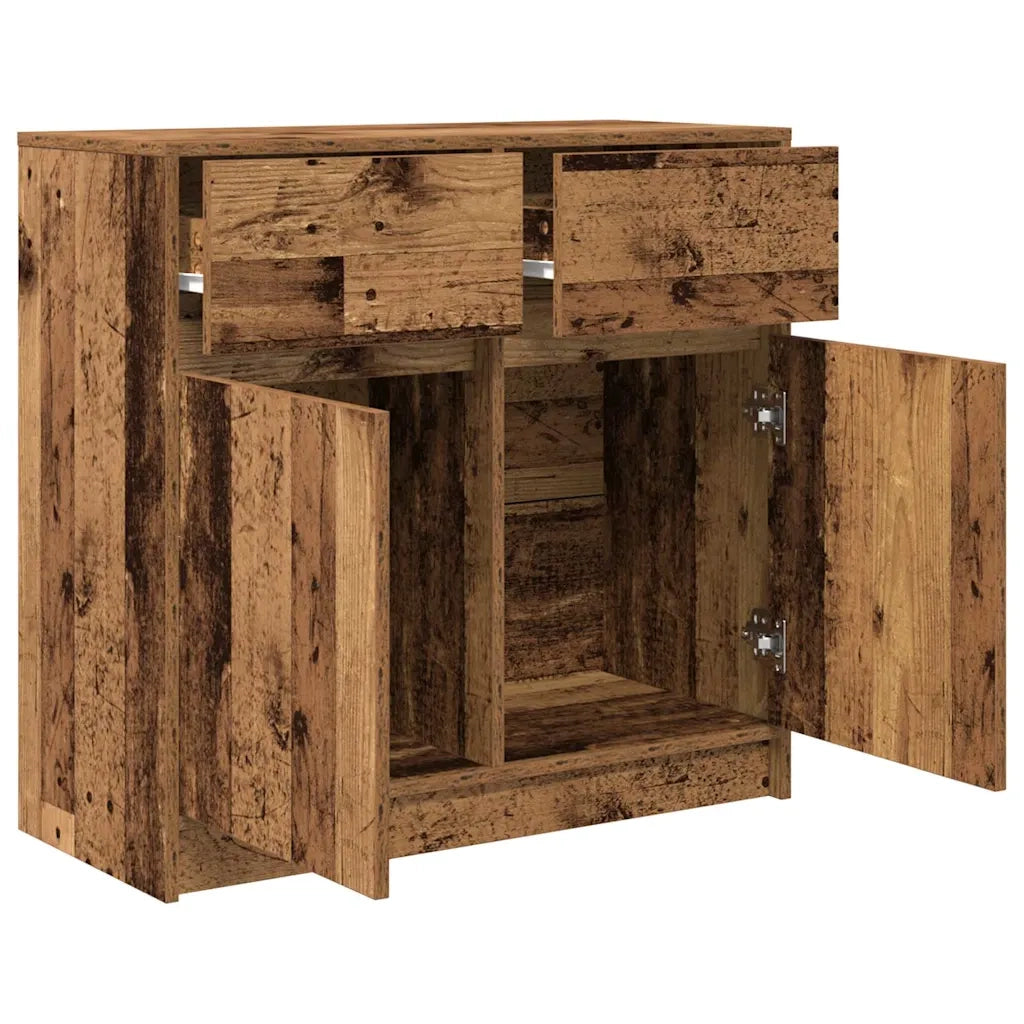 Credenza con Cassetto Legno Antico 80x34x76 cm in Truciolato 861542
