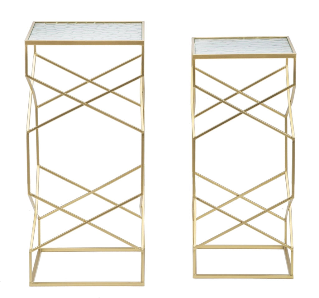 TAVOLINETTI GLASSY COPPIA CM 31,5X31,5X68-28X28X64