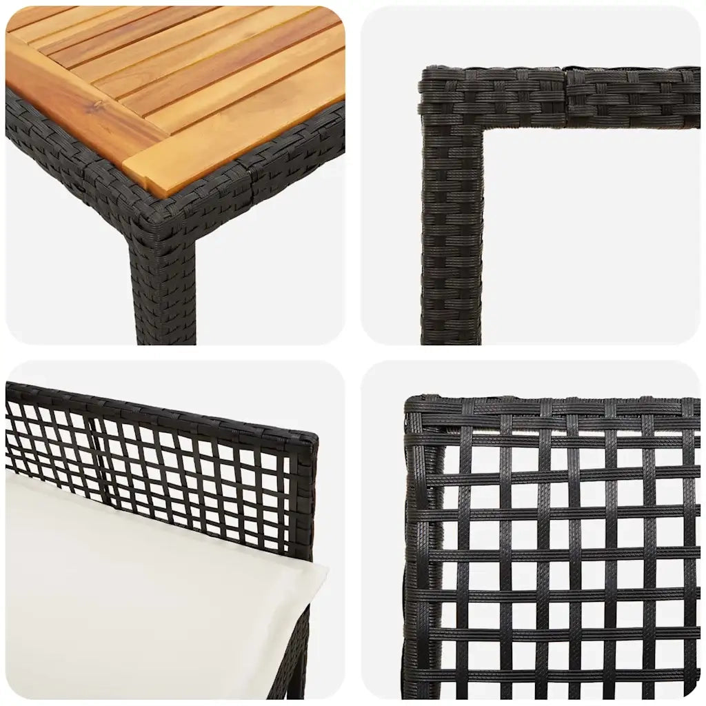 Set da Pranzo per Giardino 7 pcs Nero polyrattan 3334904