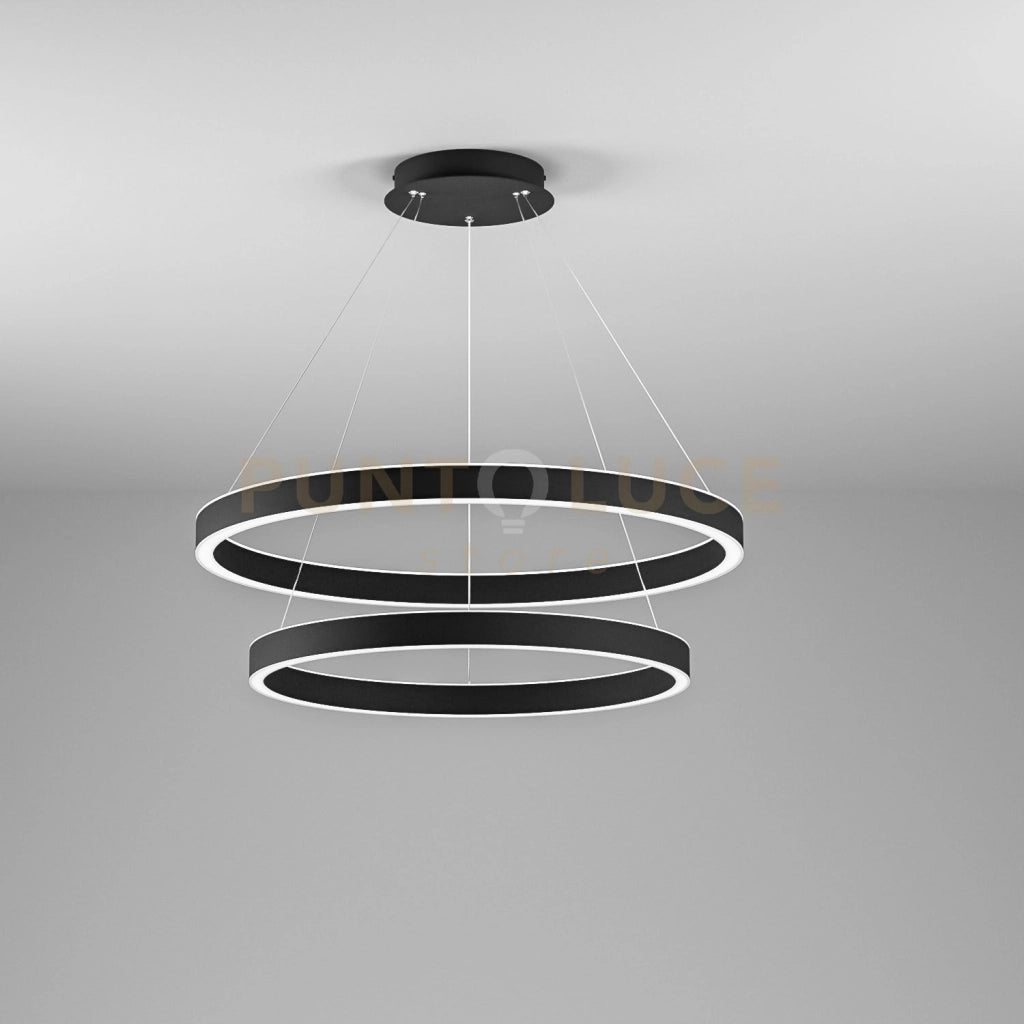 CRISEIDE S/2G -LAMPADARIO A SOSPENSIONE 2 LUCI NERO A LED 3000K 3800LM 75W(35W+40W) DIMMERABILE