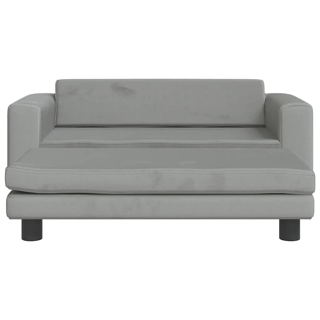 Divano Bambini Poggiapiedi-Sofa-Divanetto Bambini Grigio Chiaro 100x50x30 cm Velluto