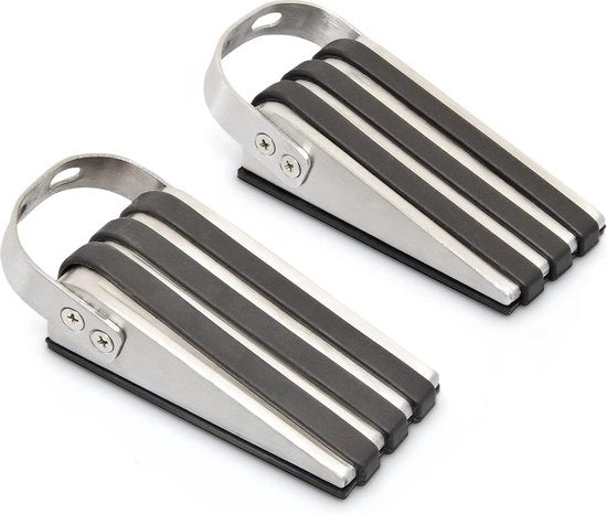 Kit di fermacassa in acciaio inossidabile con gomma antiscivolo - Nero/Argento - Circa 3,7 x 5 x 12,5 cm