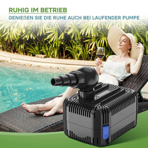 CDF-8000 24V DC Pompa laghetto 8000 l/h 65 W Protezione contro blocco e funzionamento a secco