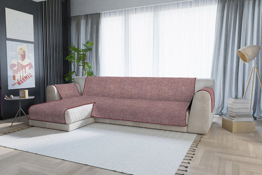 Copridivano in Poliestere con Penisola Sinistra Seduta 290 cm Bordeaux