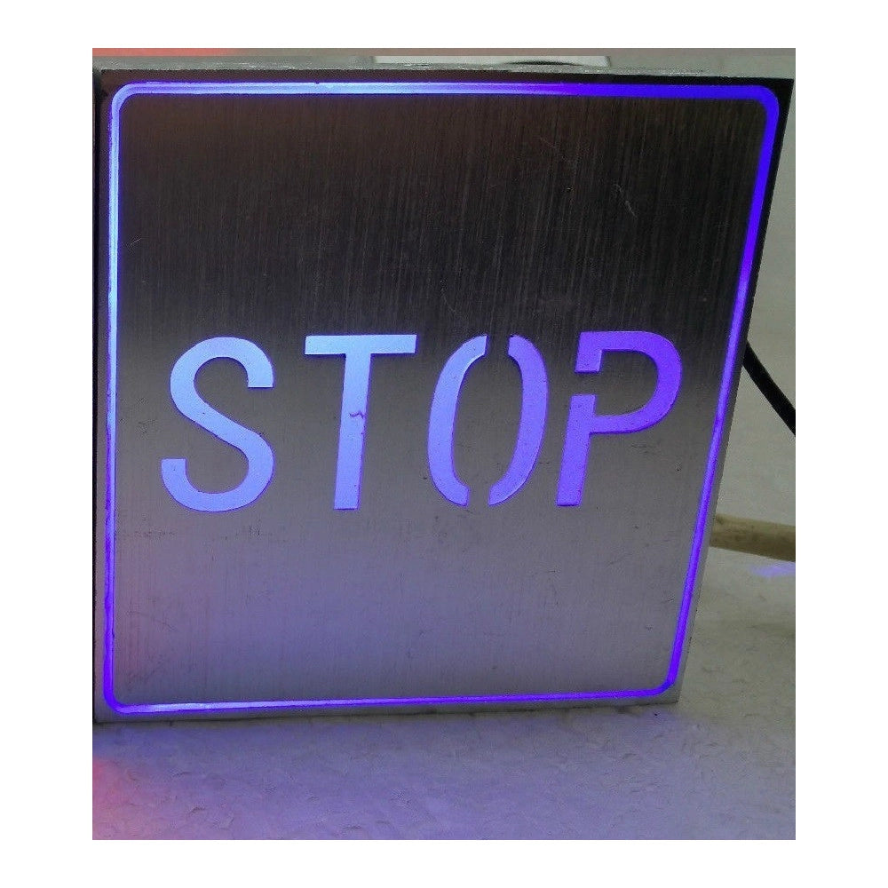 Trade Shop - Insegna Tabella A Led Con Scritta Testo Stop Luminosa Luce Blu Da Parete Muro 1w -