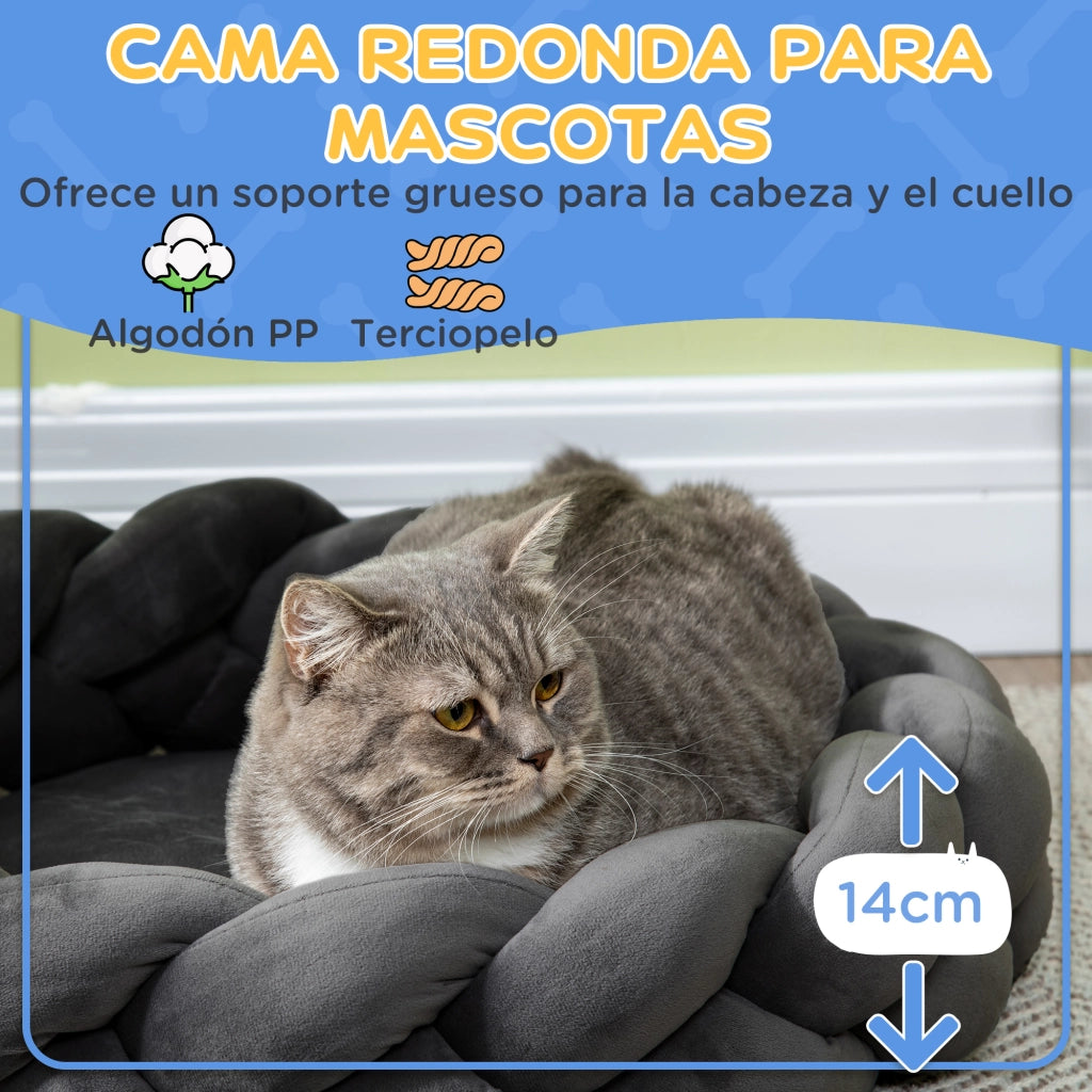 Cuccia per Cani Piccoli ¨C Xylo ¨C Grigio con Cuscino Lavabile 55x55x14 cm