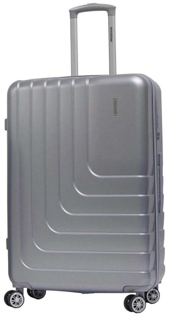 Set 3 Valigie Trolley Rigide in ABS 4 Ruote TSA Ravizzoni Titanio Silver