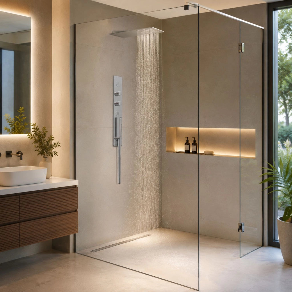 Wall kit a parete da incasso a muro acciaio inox + soffione doccia a parete acciaio inox punta quadrata