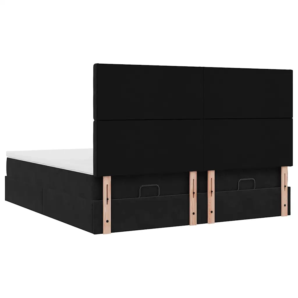 Struttura Letto Pouf con Materassi Nero 200x200 cm Velluto 3313816