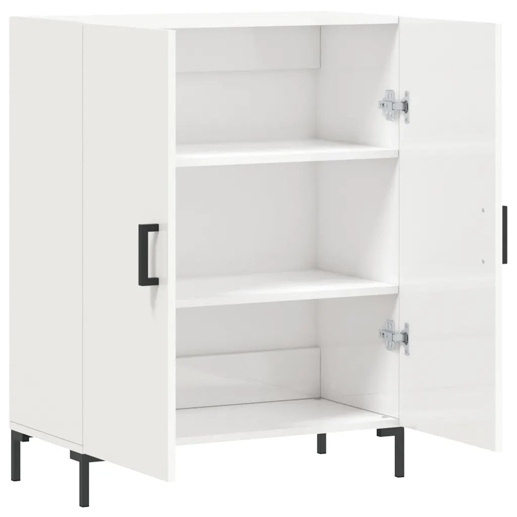 Credenza | Madia | Buffet da pranzo | Armadio da pranzo 69,5x34x90 cm in Legno Multistrato Bianco Lucido