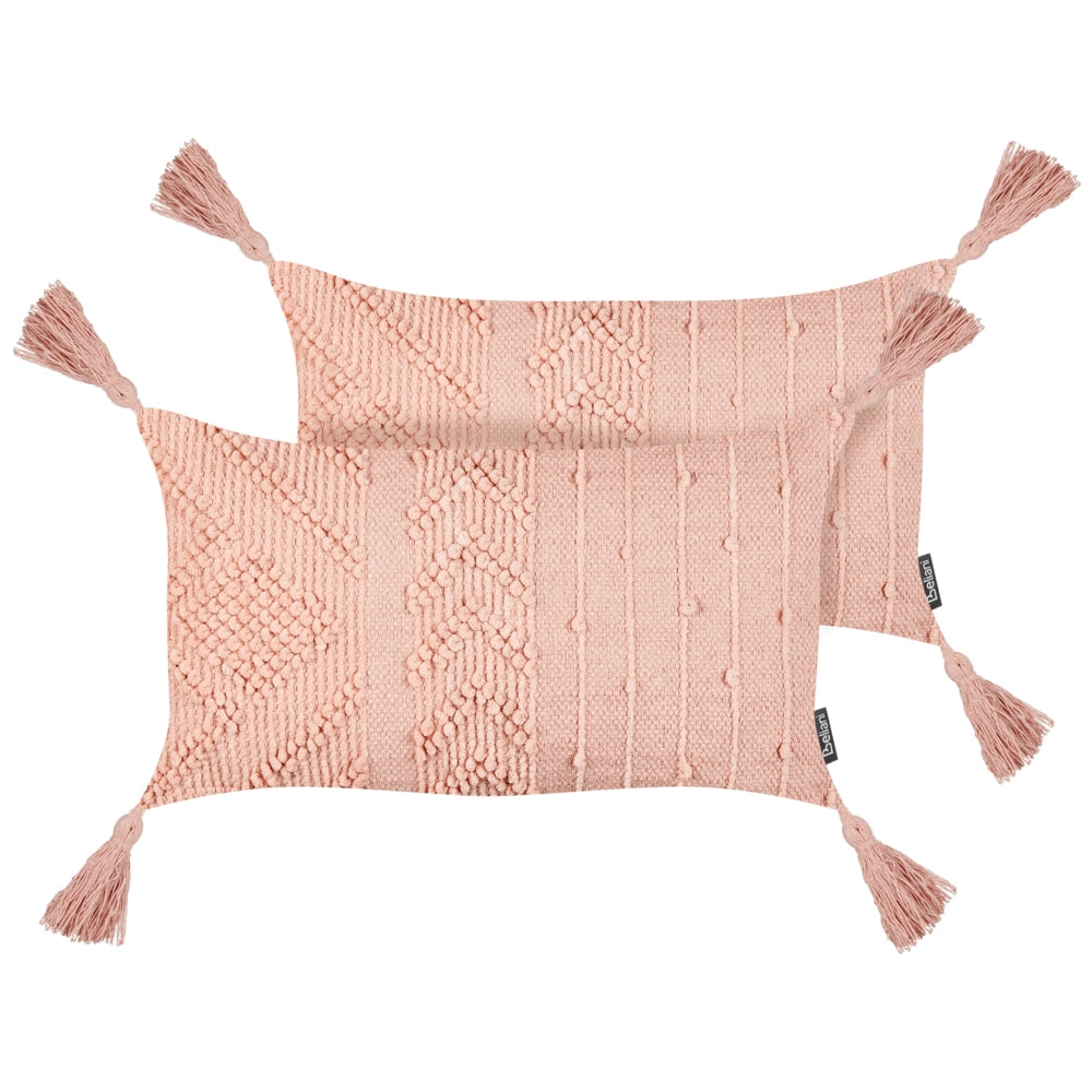 Set di 2 cuscini decorativi in cotone rosa pesca 30 x 50 cm Cuscino decorativo Set di 2