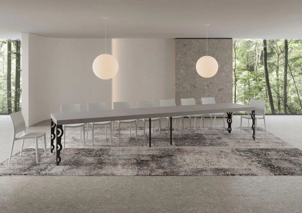 Tavolo allungabile 200/460x90 cm Karamay Premium cashmere gambe antracite