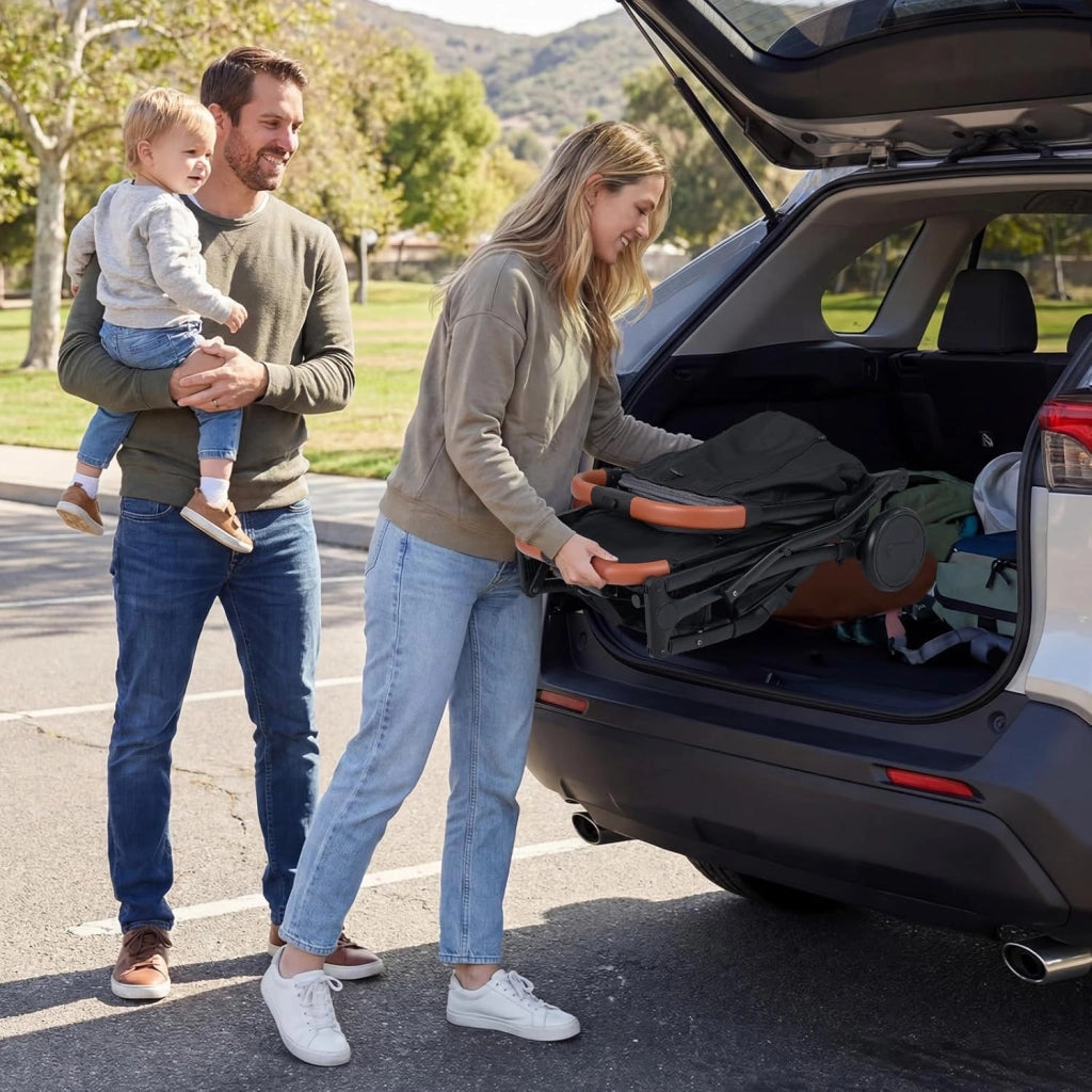 Passeggino Leggero per Neonati con Tettuccio, Schienale e Poggiapiedi Reclinabili, Passeggino Pieghevole con Portabicchieri, Cestello Portaoggetti, per Bambini 0-3 Anni (Grigio)
