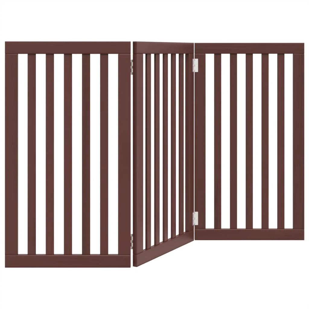Cancelletto di sicurezza pieghevole per cani a 3 pannelli 150 cm legno di pioppo marrone 02_0023064
