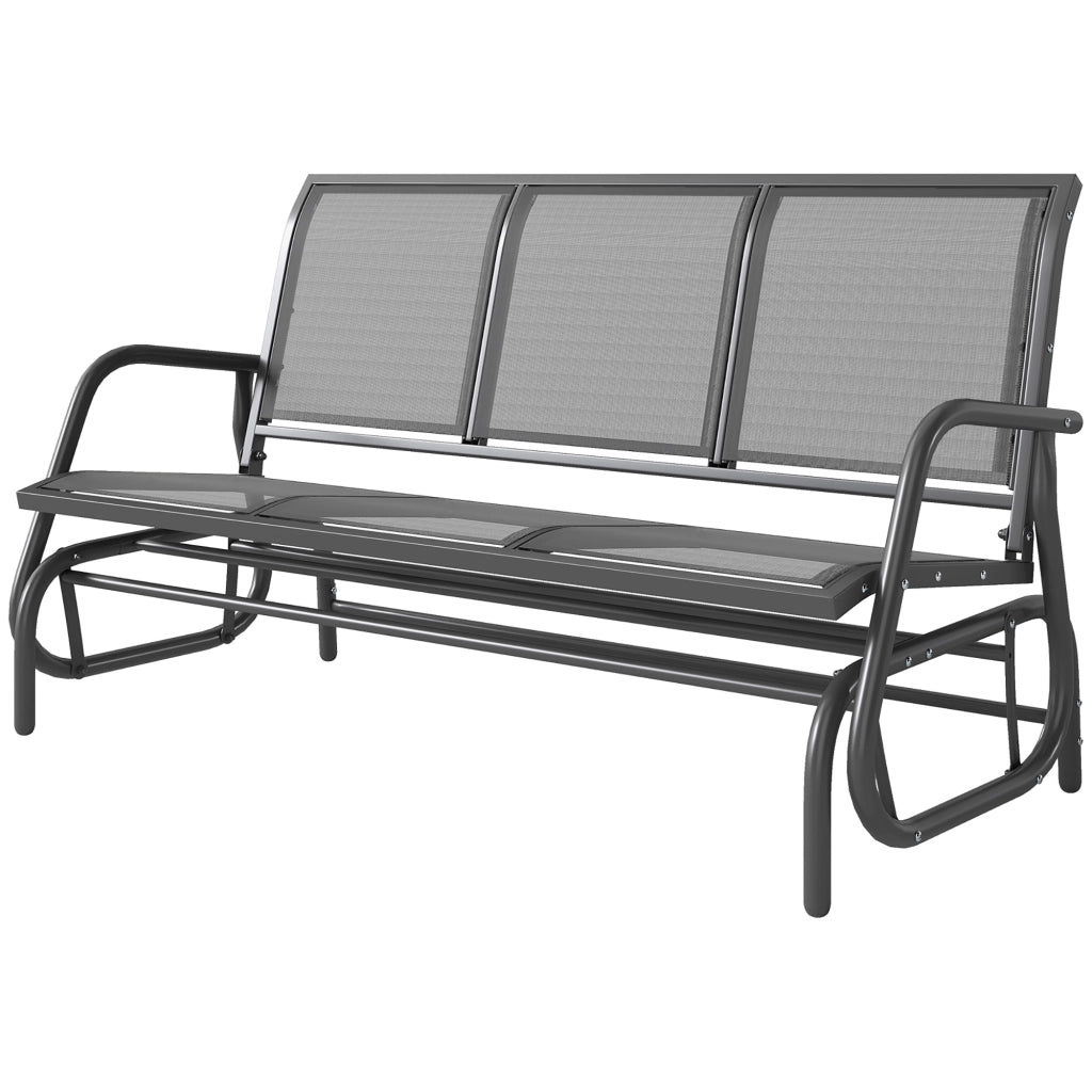Panchina a Dondolo da Giardino a 3 Posti in Metallo e Tessuto a Rete Traspirante, 147x70x85cm, Grigio