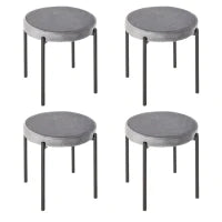 Set di 4 Sgabelli da Cucina Impilabili, Sedie da Pranzo con Seduta Imbottita, Rivestimento in Velluto, per Cucina Sala da Pranzo, Metallo, 41,5 x 41,5 x 46 cm, Grigio