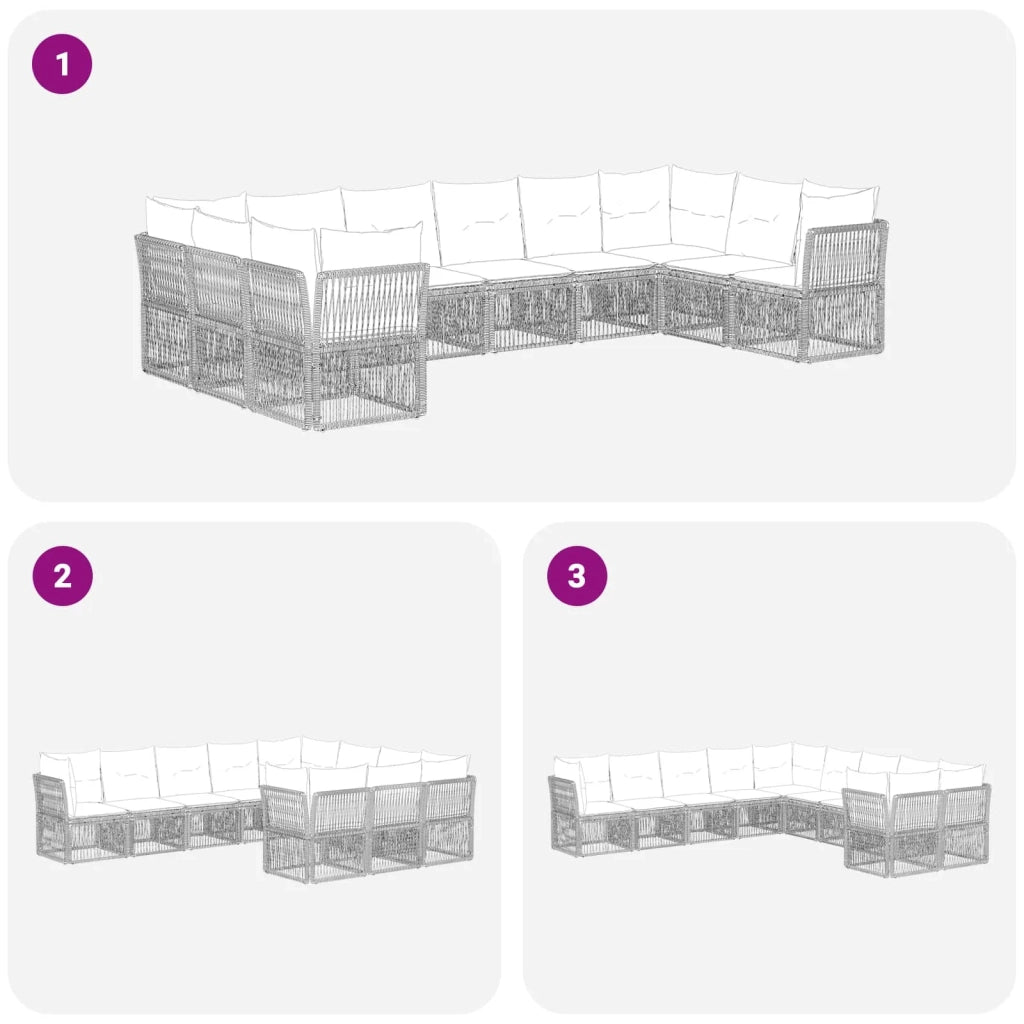 Set Divano da Giardino 10 pcs Nero polyrattan 3434344