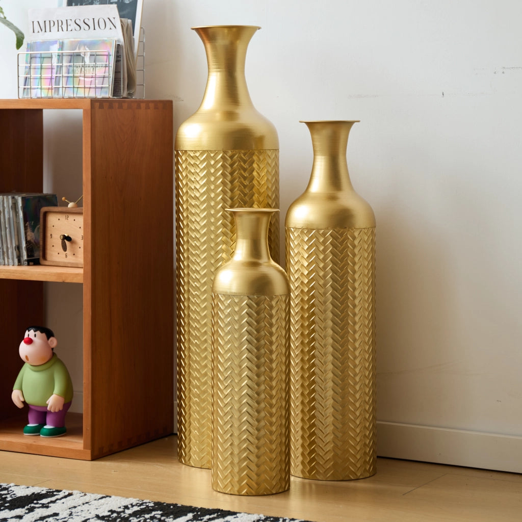 VASI DA PAVIMENTO Set da 3 pezzi 50/66/83 cm Oro in Metallo