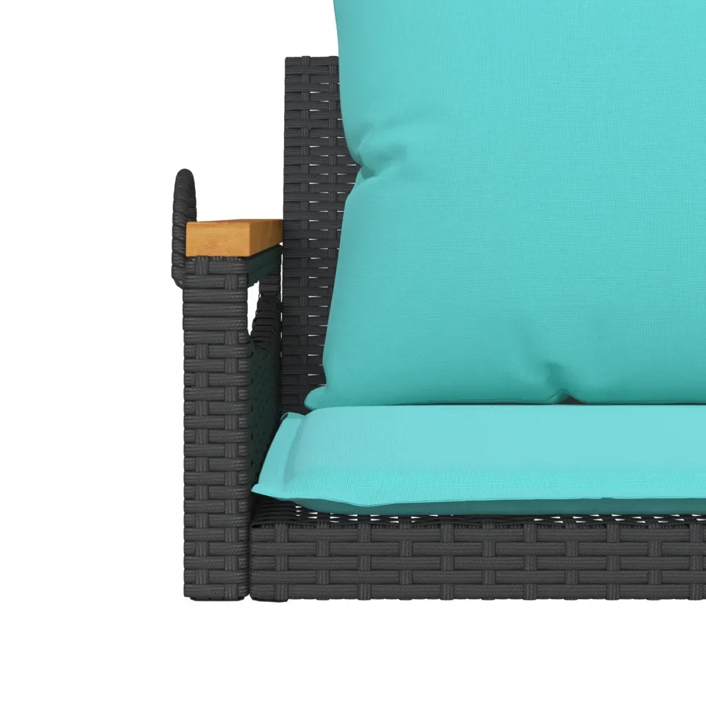 Panchina a Dondolo con Cuscini Nera 63x62x40 cm in Polyrattan