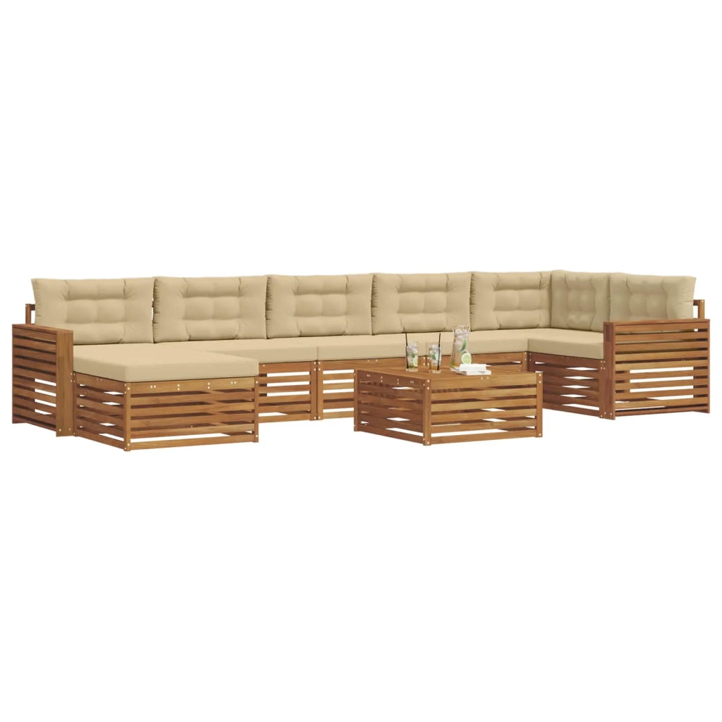 Set di divani da esterno con cuscino 8 pcs Naturale e Beige