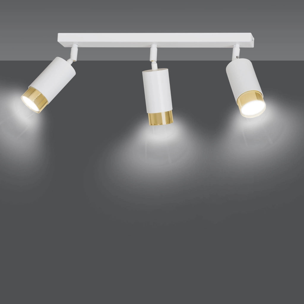 Plafoniera Emibig Hiro 3xGU10 bianco/ottone a barra regolabile
