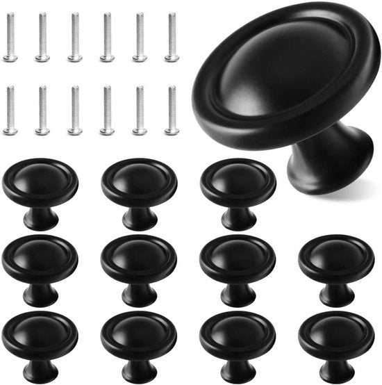Set di 12 maniglie per cassetti in alluminio lega - design a forma di fungo - Ø 30 mm - inclusi viti - maniglia di carrello e maniglia di trazione - per cucina, armadi e cassetti