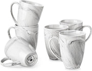 Set di 6 Tazze da Caffè in Marmo Grigio 560ML - Tazze da Tè e Caffè in Poro da Sap, Latte, Cappuccino e Cacao - Resistenti a Microonde e Lavastoviglie