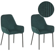 Set di 2 sedie per sala da pranzo sedile imbottito in tessuto di velluto a coste gambe in metallo Nero stile moderno