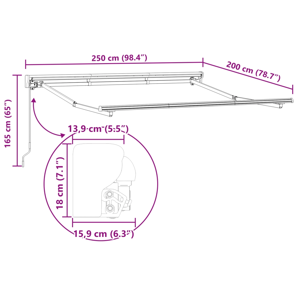 Tenda Semi-Cassette Retrattile Manuale in Metallo