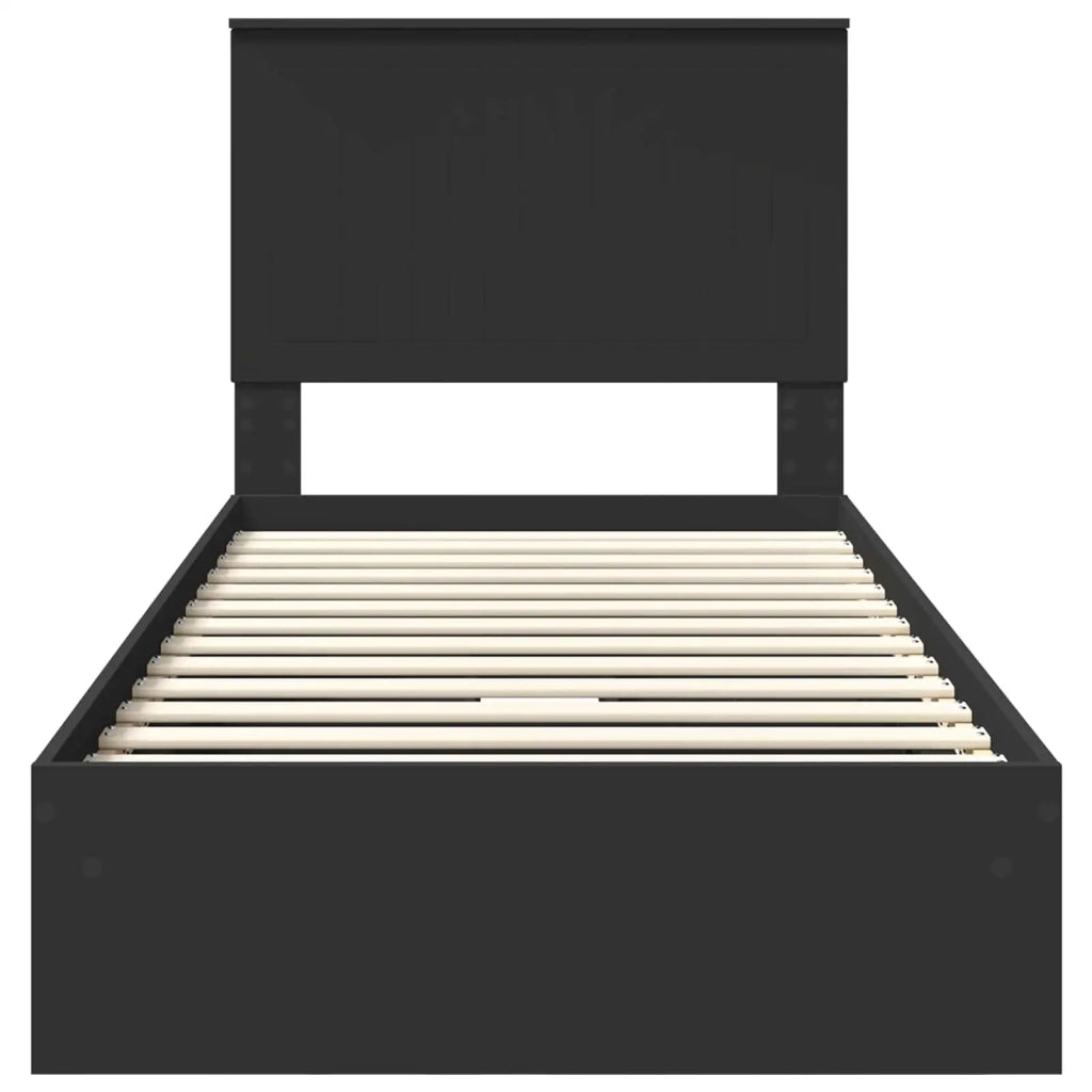 Letto con Contenitore Nero 90 x 190 cm Legno multistrato