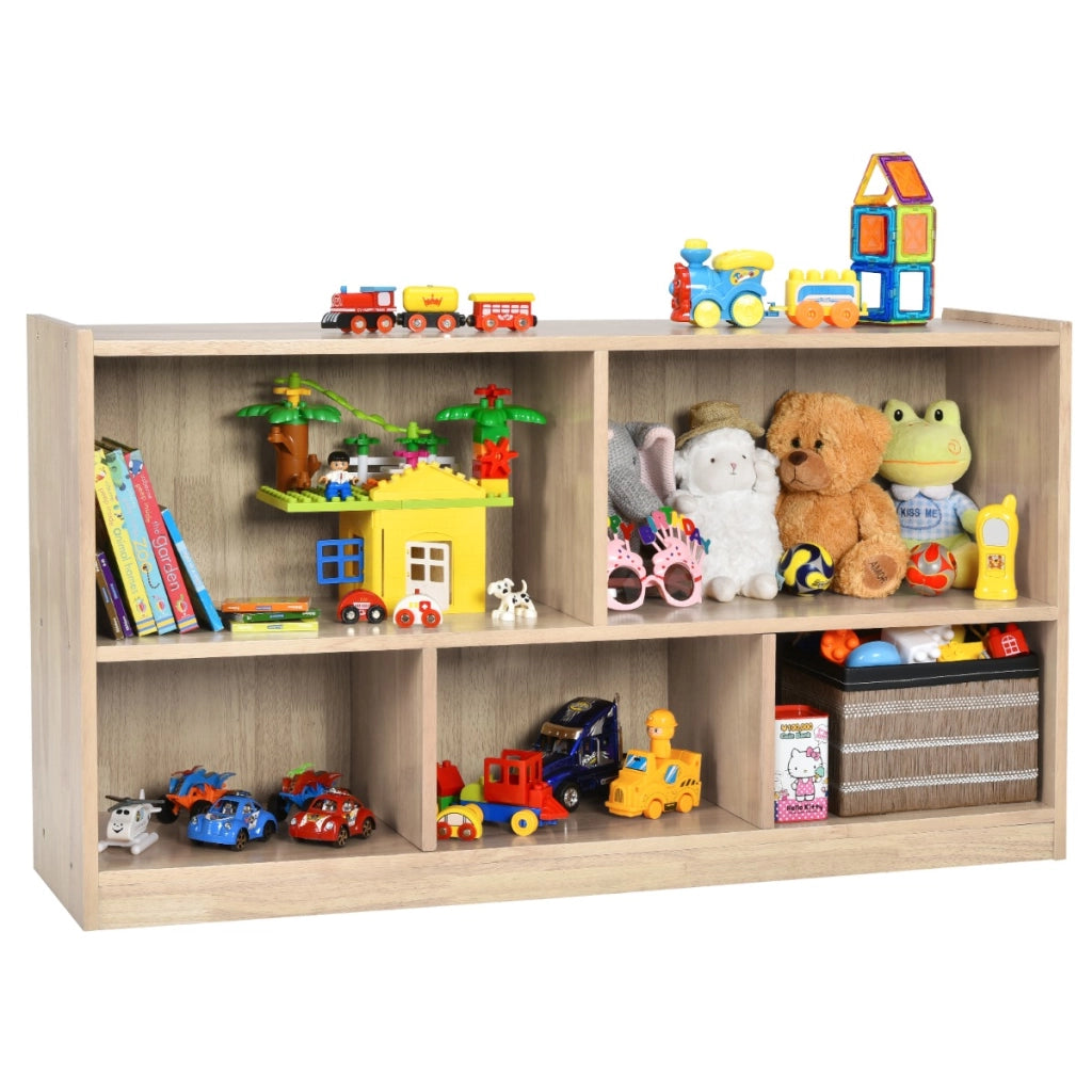 Libreria a 5 cubi per bambini e organizer giocattoli, Scaffale legno con 5 scompartimenti per stanza Naturale