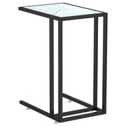 Tavolino | Tavolo laterale per Computer Marmo Bianco 50x35x65 cm Vetro Temperato