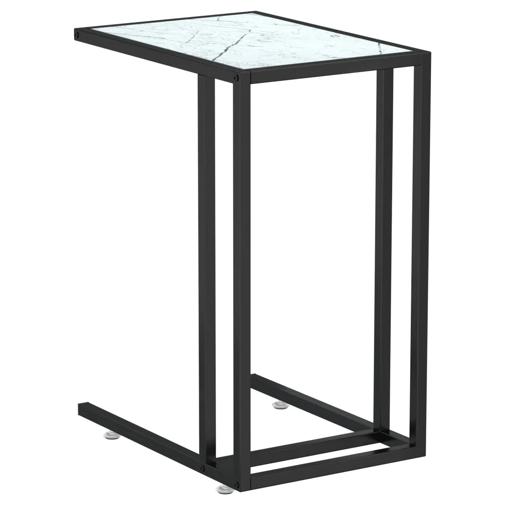 Tavolino | Tavolo laterale per Computer Marmo Bianco 50x35x65 cm Vetro Temperato