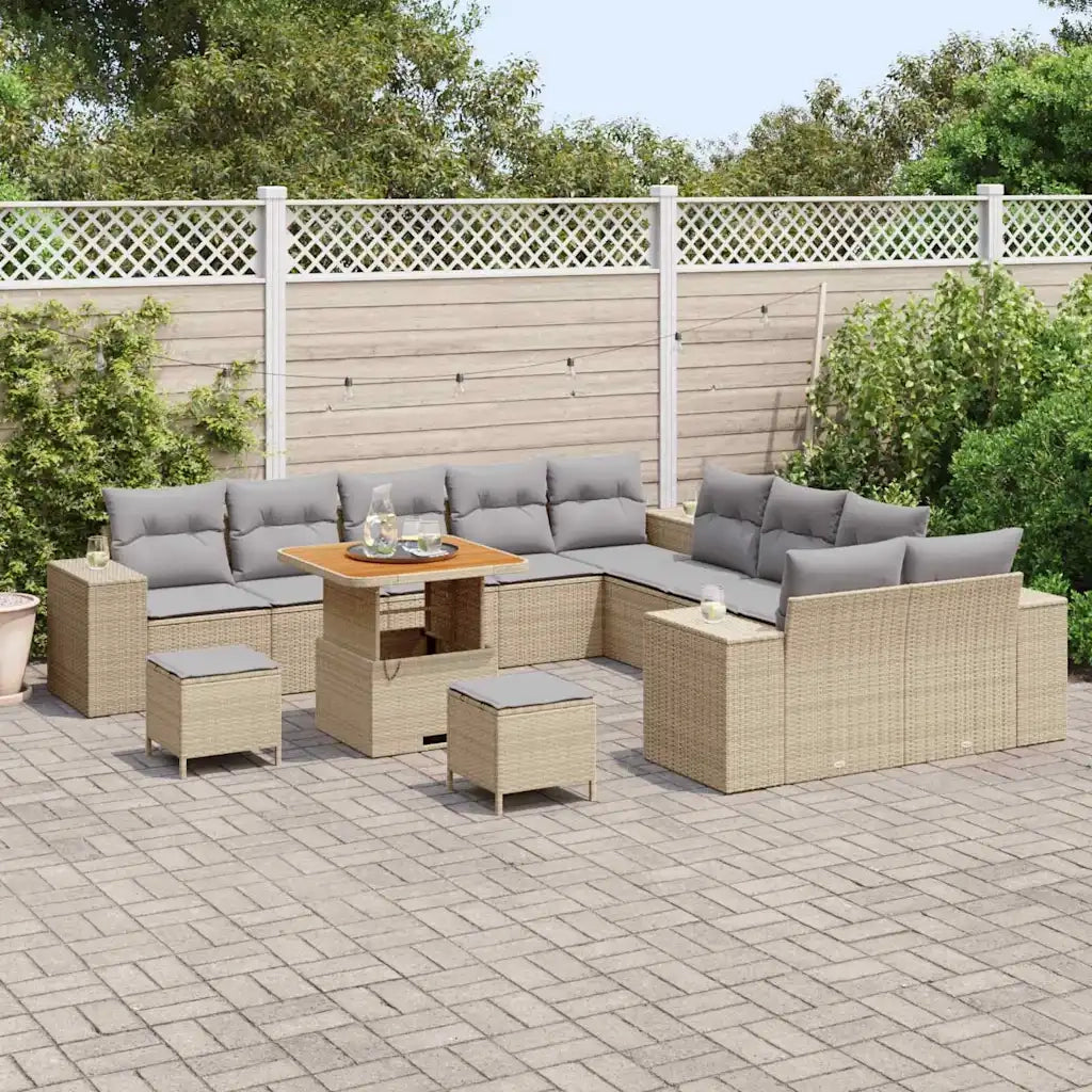 Set Divano da Giardino con cuscino 13 pcs Beige polyrattan 3362062