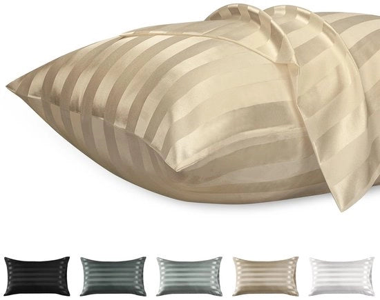 Set di due cuscini copri di microfibra satino morbidi, finitura liscia, chiusura a sacco, resistente alle pieghe, resistente ai colori, traspirante, dimensioni 40 x 60 cm.