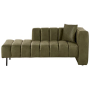 Chaise Lounge destra Tappezzata in velluto verde oliva Gambe nere Cuscino di seduta imbottito Design moderno e glam