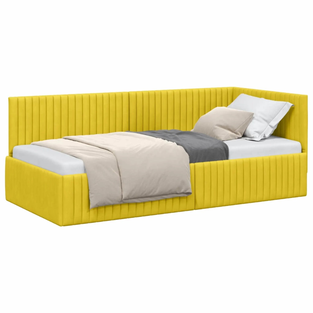 Cornice del letto ad angolo Giallo 90 cm x 190 cm Velluto