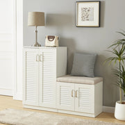 Set Løten di Armadio Scarpiera e Panca 97 x 120 x 36 cm Bianco [en.casa]