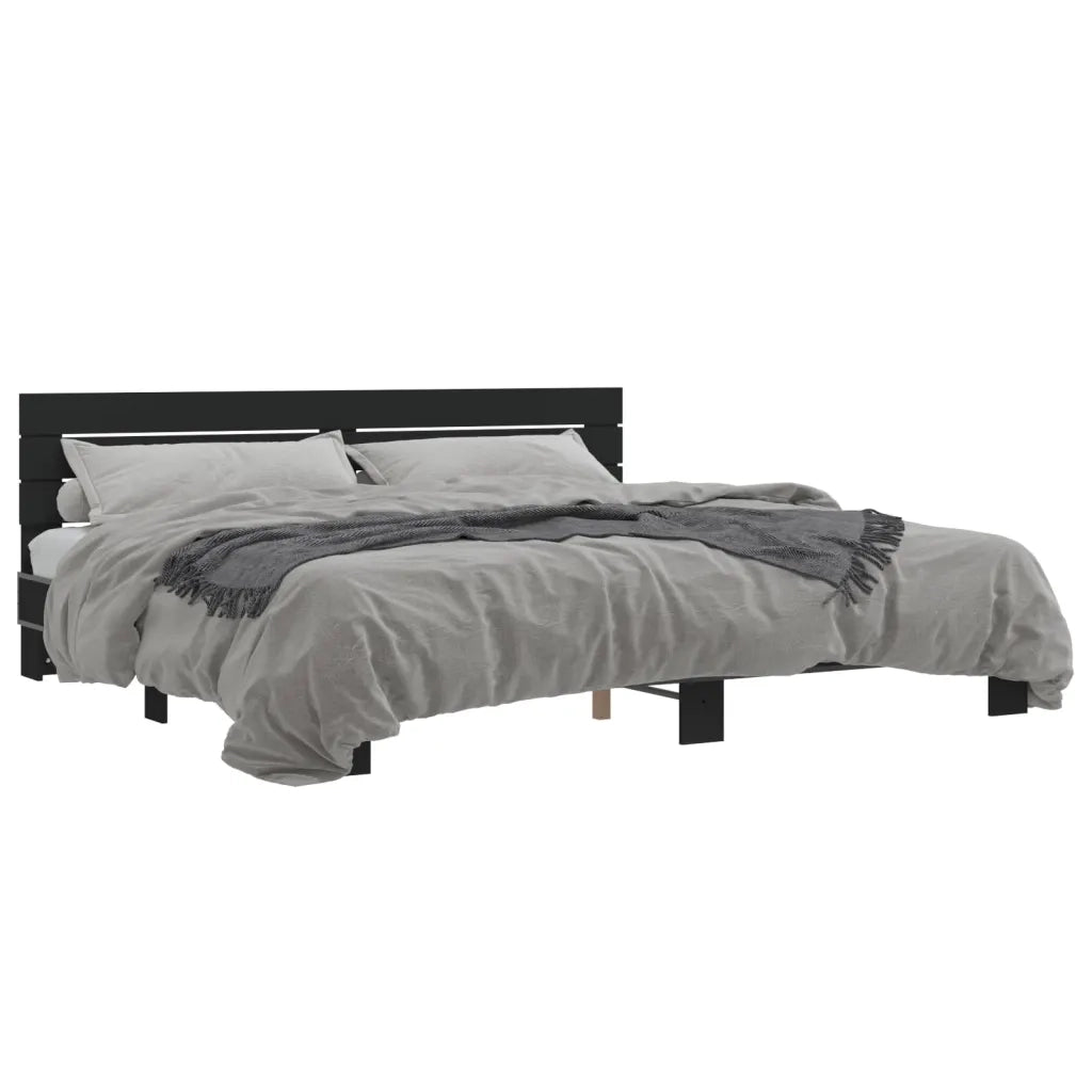 Giroletto Nero 200x200 cm in Legno Multistrato e Metallo 3280127