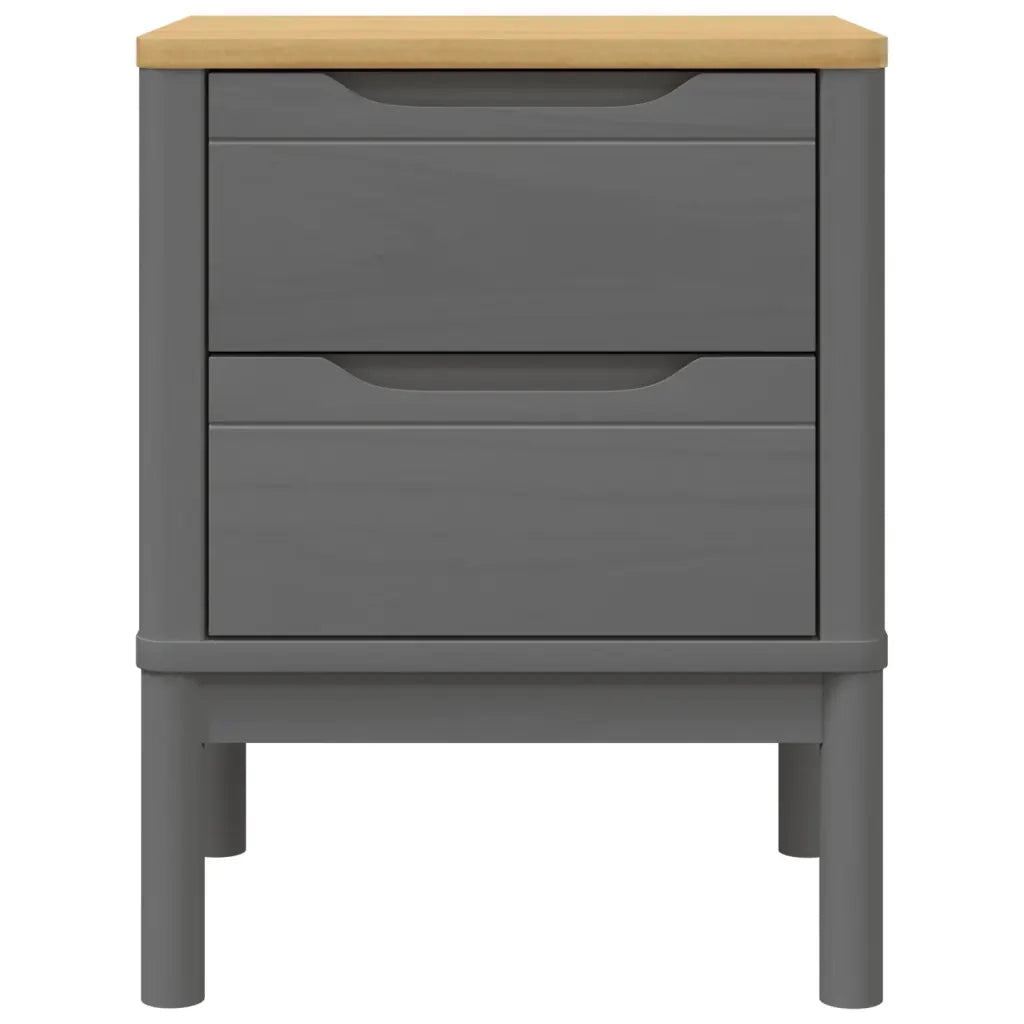 Comodino-Tavolino da notte FLORO Grigio 45x39x57 cm in Legno Massello di Pino